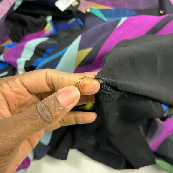 Calvin Klein Womens Peasant Blouse Striped Top Long Sleeve Artistic Shirt LARGE - Picture 8 of 12